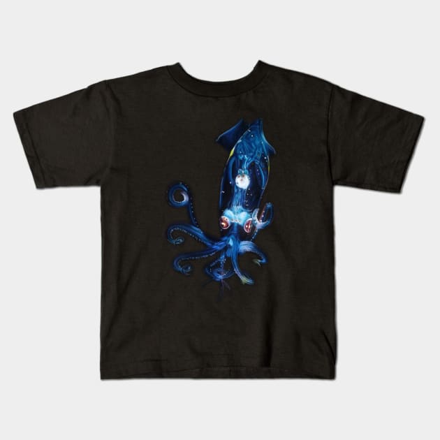 Bioluminescent Squid Kids T-Shirt by Prettielilpixie